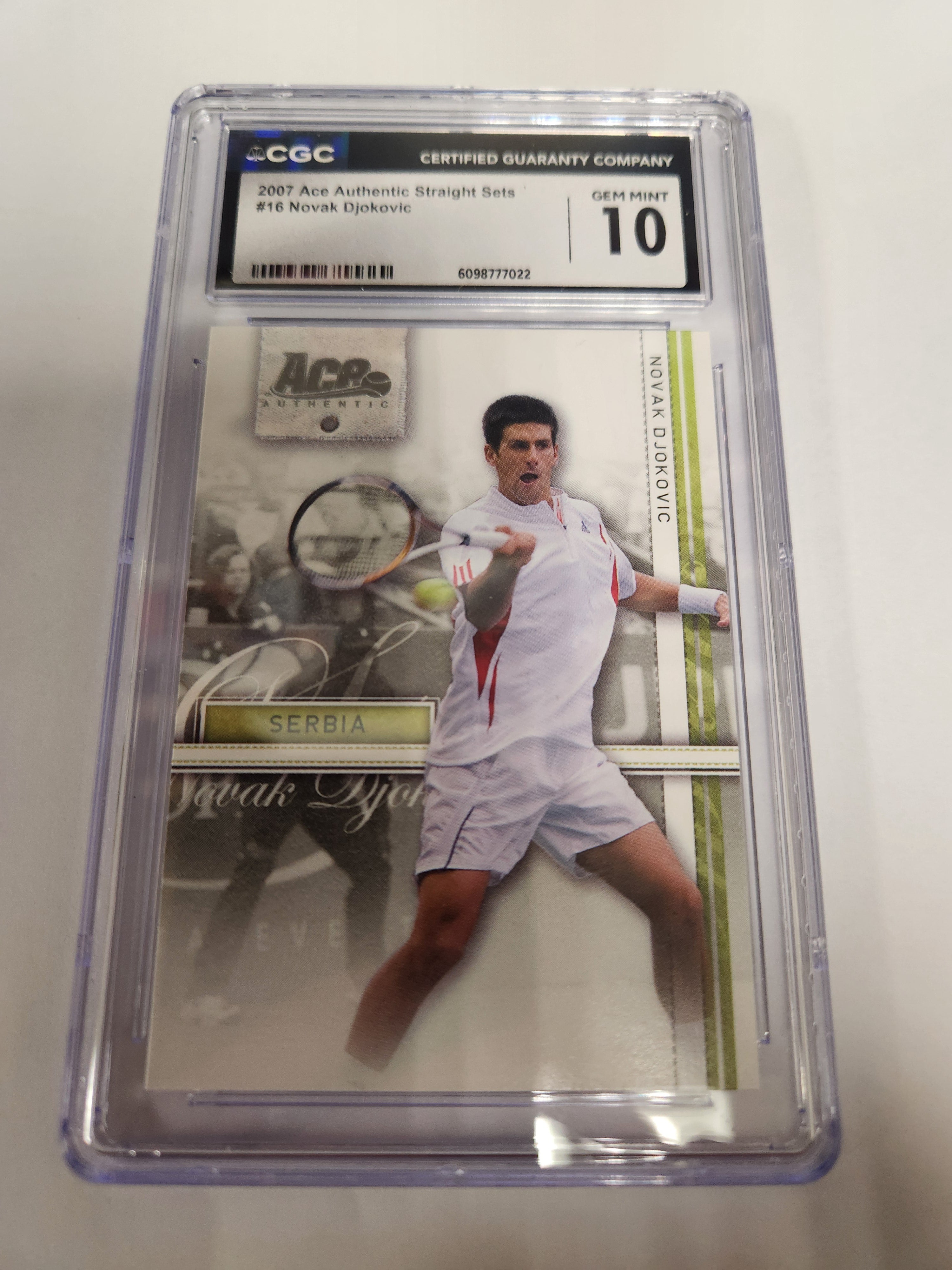 2007 Ace Authentic Straight Sets Novak Djokovic #16 RC (Rookie Card) (CGC Graded 10 GEM MINT)