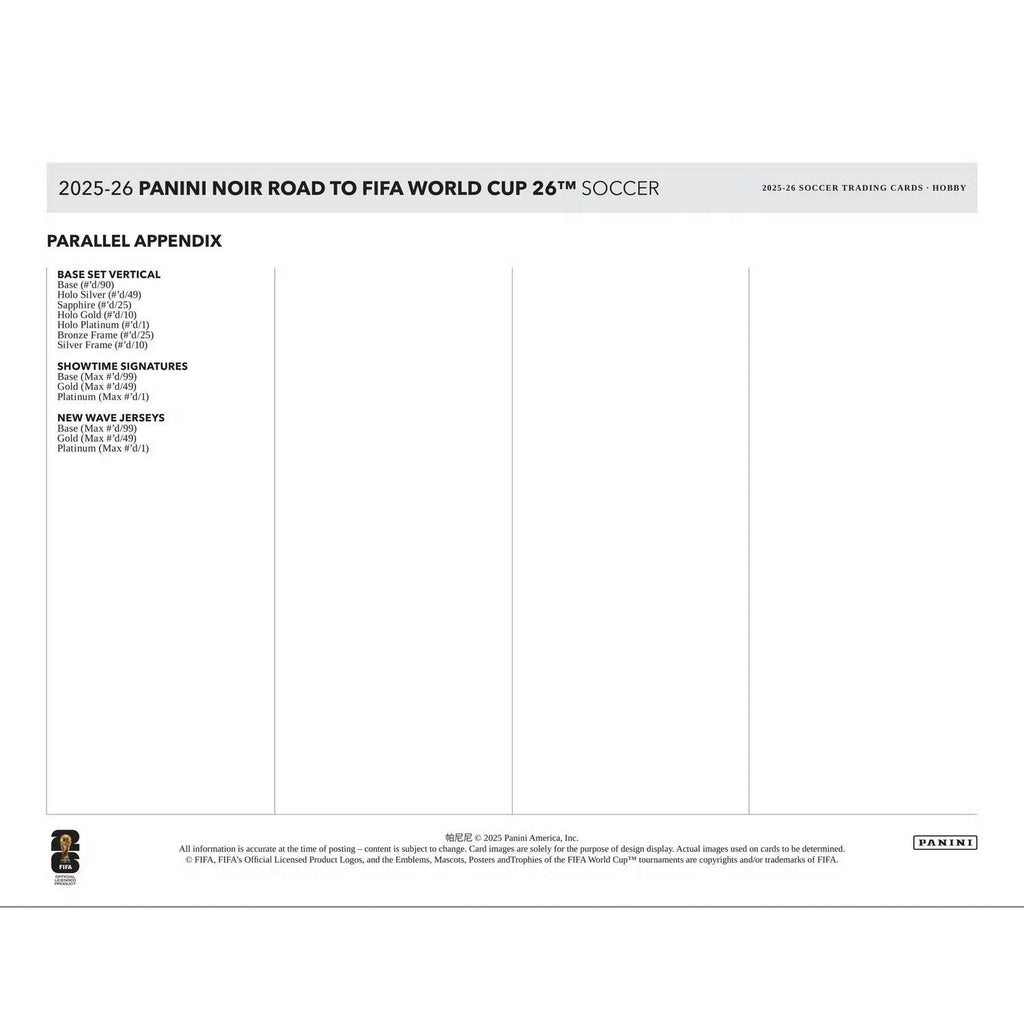2025-26 Panini Noir Road to FIFA World Cup Soccer Hobby 3-Box Case