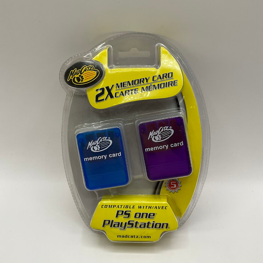 Mad Catz Memory Card 2 Pack [Clear Blue & Clear Purple] Playstation Sealed